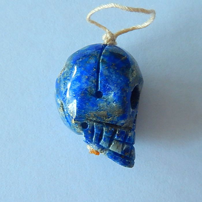Natural Lapis Lazuli Carving Skull Pendant, 24x17x16mm, 10.3g - MyGemGarden