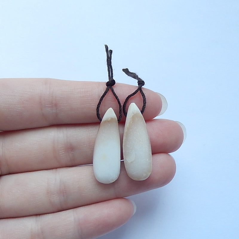 Natural Drusy Agate Earrings Pair 28x10x8mm,5.9g - MyGemGarden