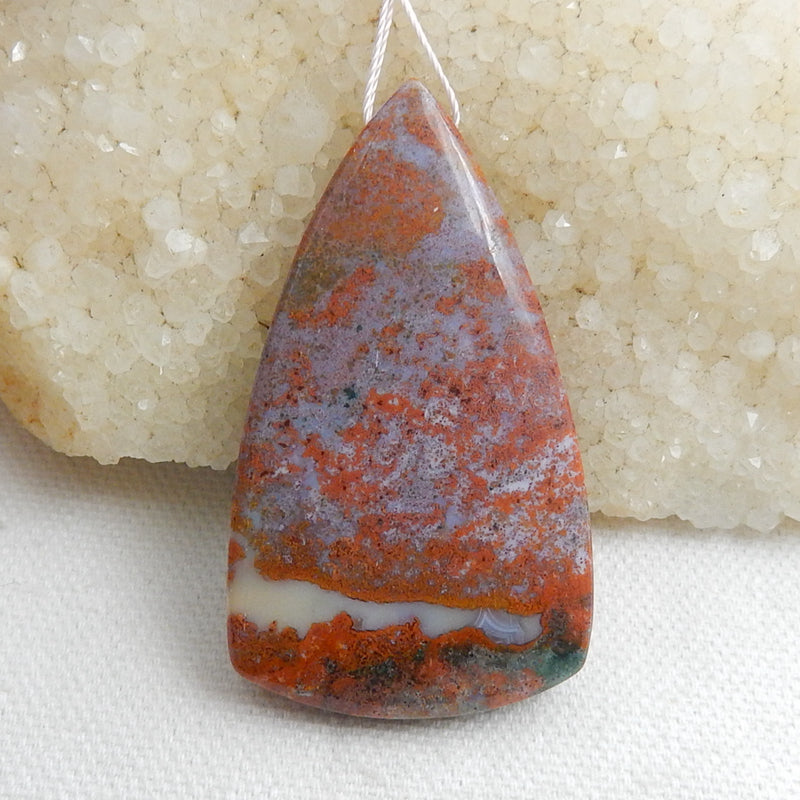 Natural Ocean Jasper Drilled Pendant Bead, 55x32x8mm, 22.3g - MyGemGarden