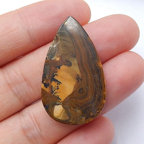 Natural Us Biggs Jasper Teardrop Gemstone Cabochon, 32x19x4mm, 3.9g - MyGemGarden
