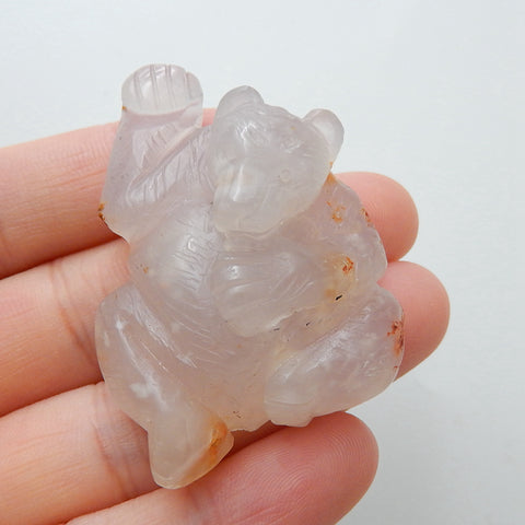 Handmade Carved Agate Gemstone bear Gemstone Cabochons, 48x33x17mm, 25.2g - MyGemGarden