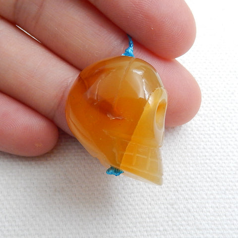 Natural Red agate Carving Skull Pendant, 23x19x17mm, 10.4g - MyGemGarden