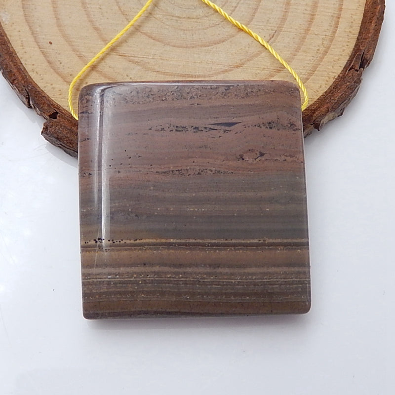 Natural Jasper Drilled Rectangle Gemstone Pendant Bead, 34x33x8mm, 20.4g - MyGemGarden
