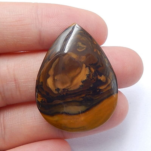 Natural Us Biggs Jasper Teardrop Gemstone Cabochon, 32x24x4mm, 5.5g - MyGemGarden