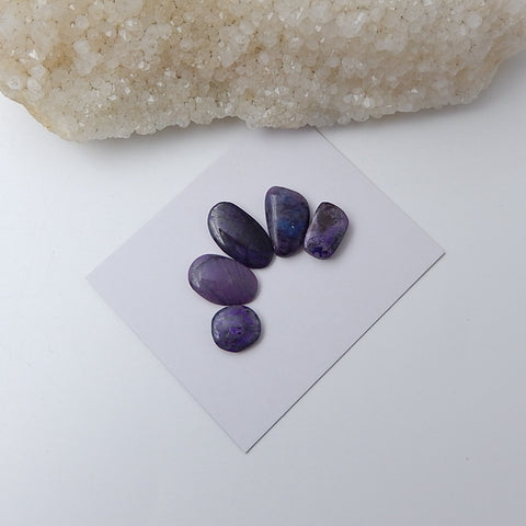 5 pcs Sugilite Cabochons, 19x10x3mm,11x10x4mm,4.8g - MyGemGarden