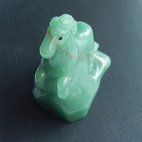 New, Carved Green Aventurine Gemstone Horse Ornament, 46x30x59mm, 78.8g - MyGemGarden