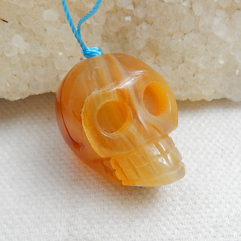 Natural Red agate Carving Skull Pendant, 23x19x17mm, 10.4g - MyGemGarden