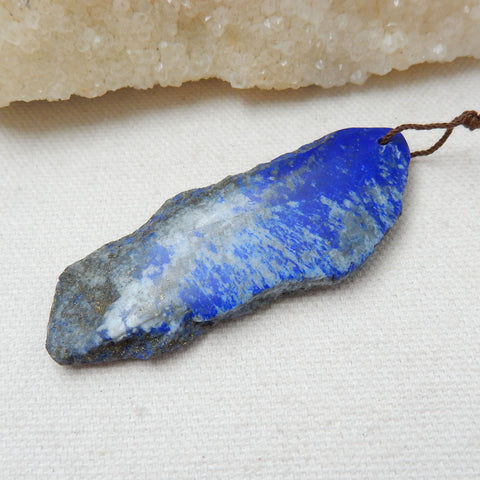 Nugget Lapis Lazuli Material Gemstone Pendant Bead, 65x26x6mm, 17.9g - MyGemGarden