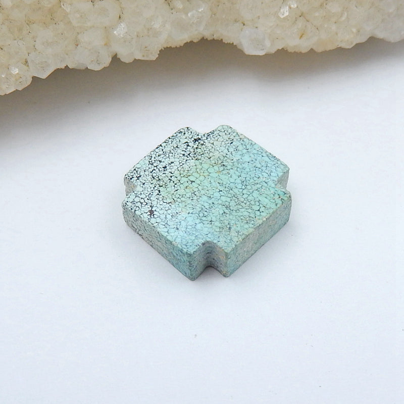 Natural Turquoise Carved cross Gemstone Cabochon, 14x14x4mm, 1.5g - MyGemGarden
