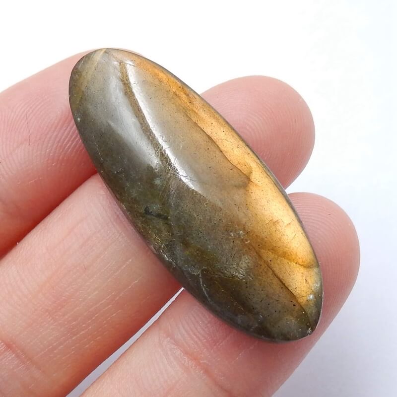 Natural Labradorite Oval Gemstone Cabochon, 34x14x6mm, 5.7g - MyGemGarden