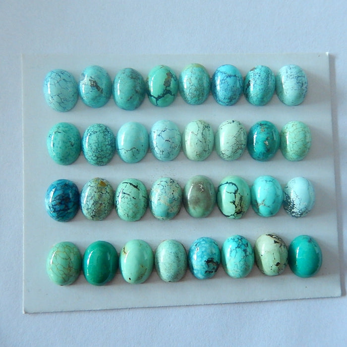 32 PCS Precious Round Shape Turquoise Cabochons 9x7x4mm 11.3g - MyGemGarden