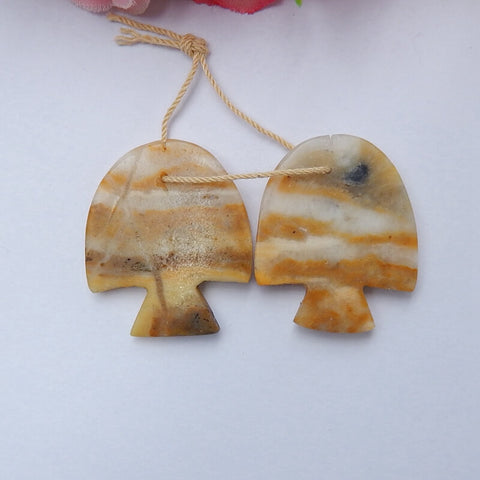 Hot sale Amazonite Carved fish Earrings Pair, stone for Earrings making, 29x25x4mm, 10.3g - MyGemGarden