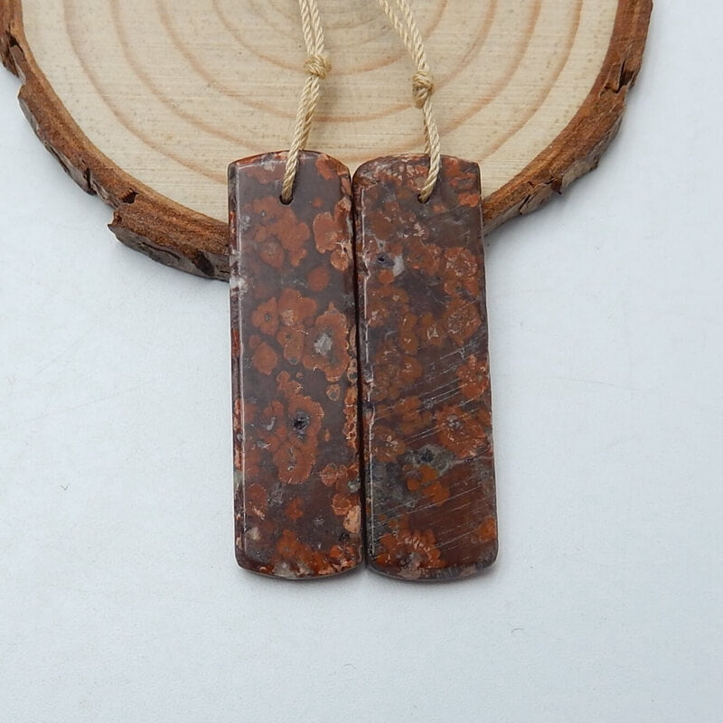 Natural Jasper Rectangle Earrings Pair, stone for Earrings making, 40x12x4mm, 6.8g - MyGemGarden