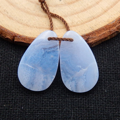 Blue Lace Agate Teardrop Boucles d'oreilles Stone Pair, pierre pour la fabrication de boucles d'oreilles, 18x10x4mm, 2.3g