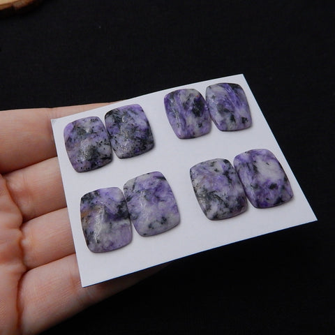 New Arrival 4 Pairs Beautiful Charoite cabochons, 18x13x4mm, 18x13x3mm, 12.6g - MyGemGarden
