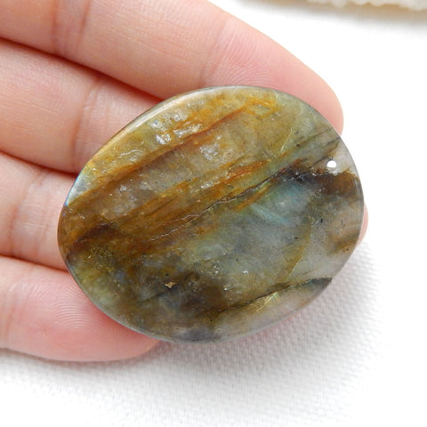 Carved Labradorite butterfly & Flower Gemstone Cabochon, 40x33x8mm, 17.8g - MyGemGarden