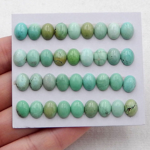 36 件天然椭圆形绿松石凸圆形,8x6x3mm,7.7g