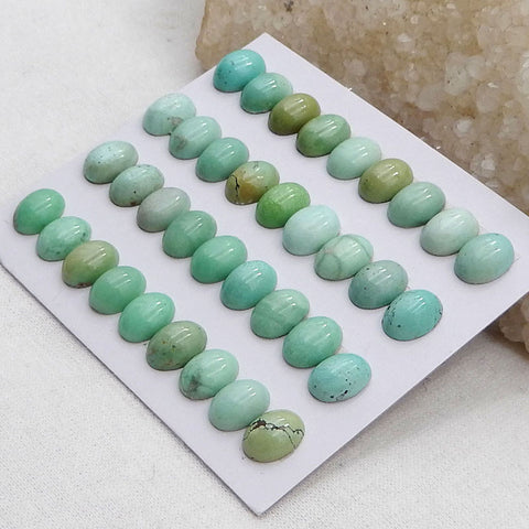 36 件天然椭圆形绿松石凸圆形,8x6x3mm,7.7g