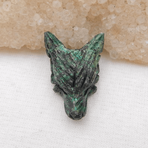 定制!天然宝石雕刻狼头吊坠,38x30x13mm