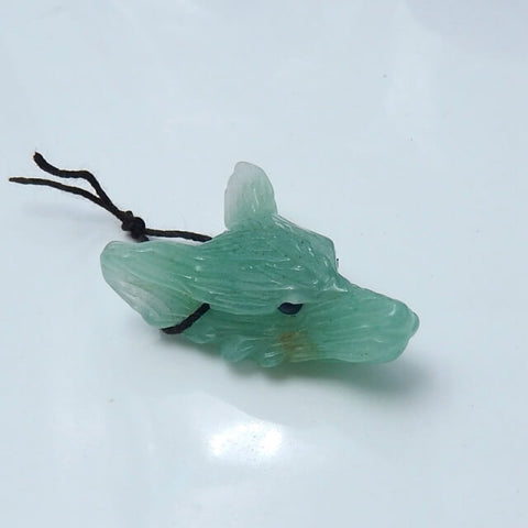 定制!天然宝石雕刻狼头吊坠,38x30x13mm