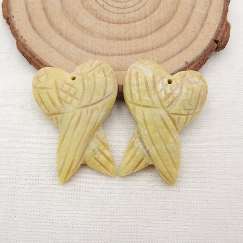 手工雕刻羽毛蛇形耳环一对,36x13x4mm,6.2g