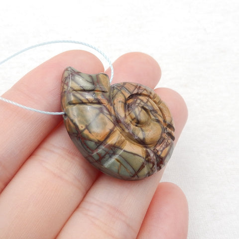 雕刻多色毕加索碧玉吊坠珠,32X26X6mm,7.2g