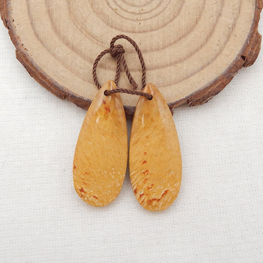 Natural Palm Root Stone Earring Beads 30x12x5mm, 4.7g