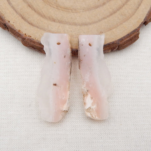 Nugget Stone 粉红色蛋白石宝石耳环,27x12x3mm,3.2g