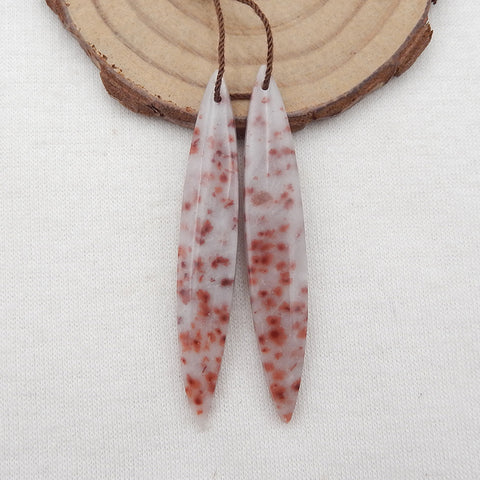 Natural Red Dalmatian Jasper Earring Beads 55x9x5mm, 6.9g