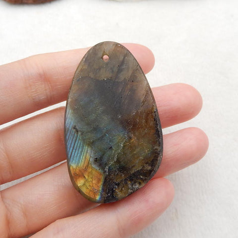 AAA Labradorite Gravure à la main Animal Souris Pendentif pour la fabrication de bijoux, 48 x 31 x 10 mm, 22,9 g