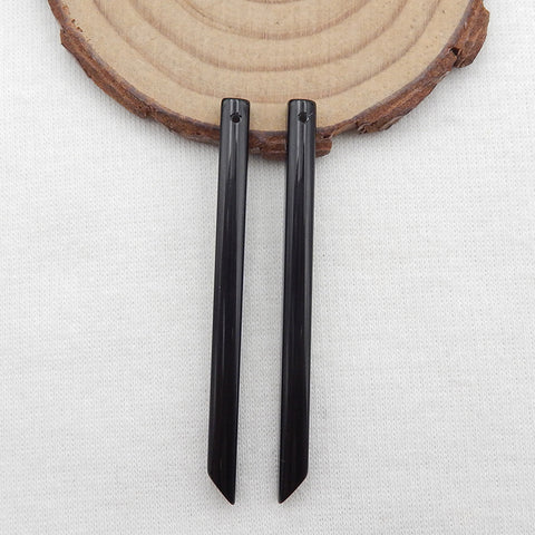 Paire de boucles d'oreilles longues en obsidienne, pierre pour la fabrication de boucles d'oreilles, 56x4x4mm, 4.2g