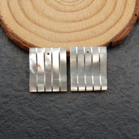De gros! Fil d'argent, ensemble de cabochons en intarsia percés MOP, 17x14x3 mm, 2,5 g