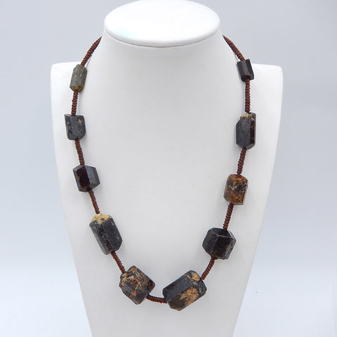 Collier de pierres précieuses de grenat brut naturel, collier de bijoux, collier réglable.