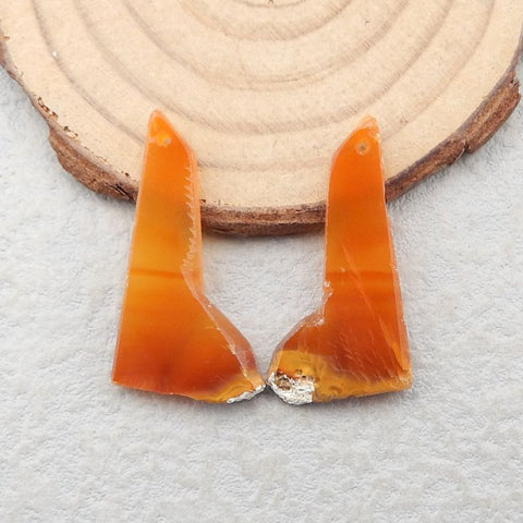 Natural Red Agate Earring Beads 31x17x3mm, 5.2g