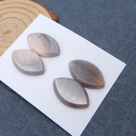 2 Pairs Natural Purple Agate Cabochons 25x15x4mm, 11.3g