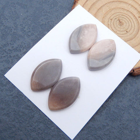 2 Pairs Natural Purple Agate Cabochons 25x15x4mm, 11.3g