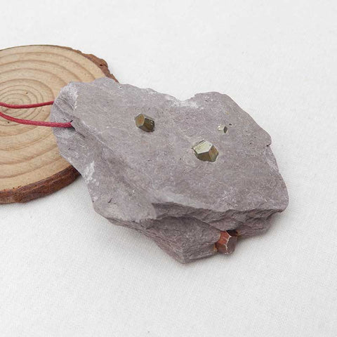 天然石块状黄铁矿未加工原石吊坠,55X48X20mm,78.6g