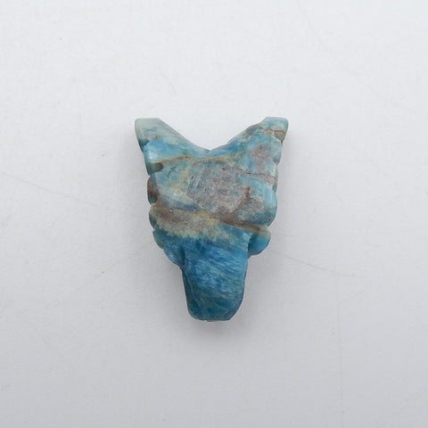 Natural Blue Apatite Carved wolf head  Pendant Bead 23x16x8mm, 3.8g