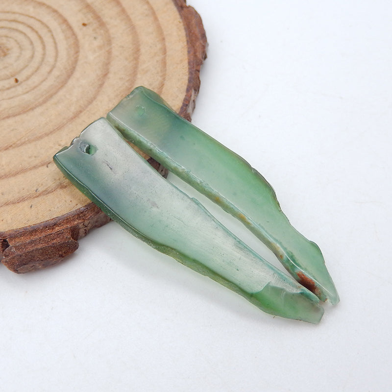 Natural Green Chalcedony Earring Beads 40X10X3mm, 4.0g