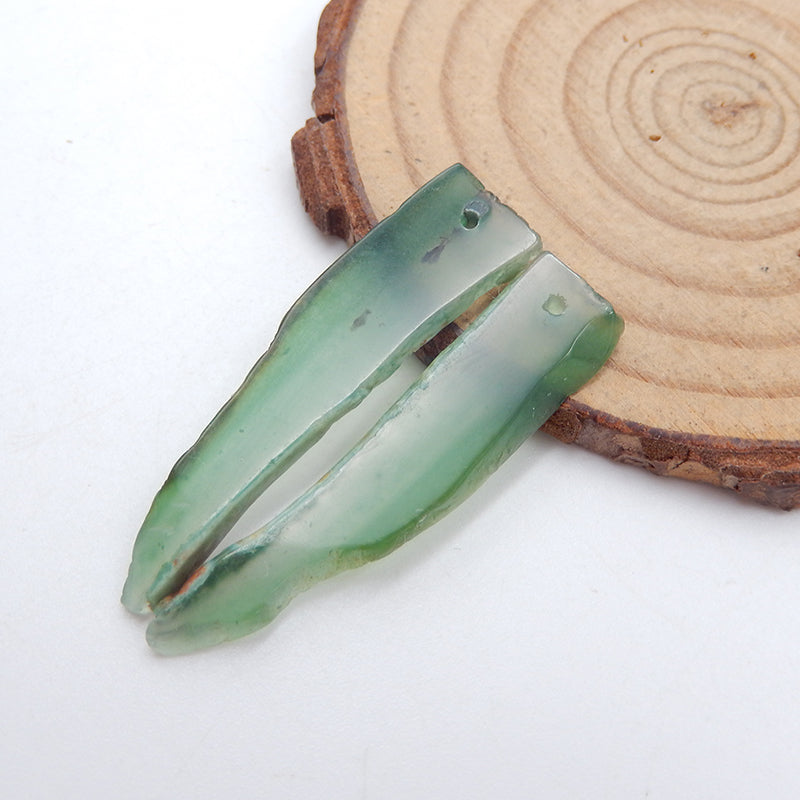 Natural Green Chalcedony Earring Beads 40X10X3mm, 4.0g