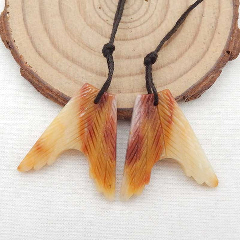Natural Amazonite Carved Feather Earring Beads 26x4mm, 6.6g