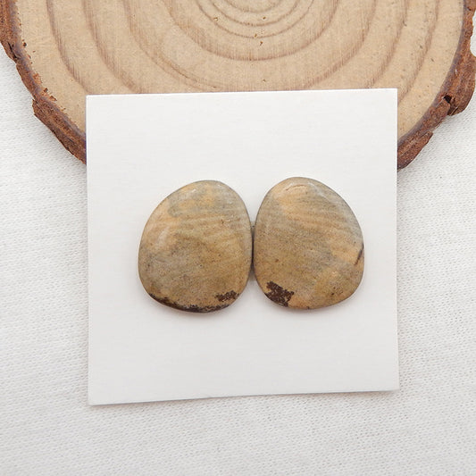 Natural Biggs Jasper Cabochons Paired 17X14X3mm, 2.6g