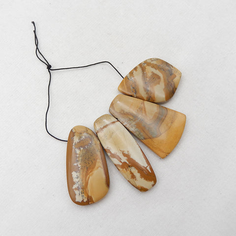 4 PCS Natural Biggs Jasper Pendant Beads 41x30x7mm, 46x30x7mm, 48.9g