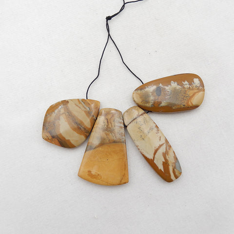 4 PCS Natural Biggs Jasper Pendant Beads 41x30x7mm, 46x30x7mm, 48.9g
