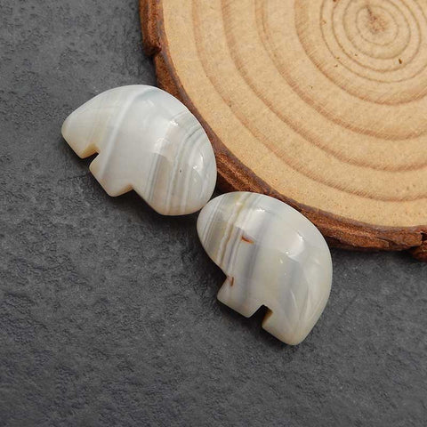 Perles de boucle d'oreille en pierre précieuse d'ours en agate à rayures naturelles sculptées, vente en gros de pierres précieuses, 20x15x7mm, 6.3g