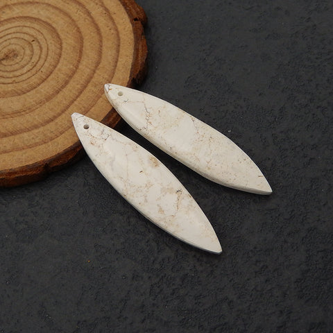 Boucles d'oreilles Howlite boucles d'oreilles pendantes, ensemble de bijoux en pierres précieuses, 43x11x4mm, 6.4g