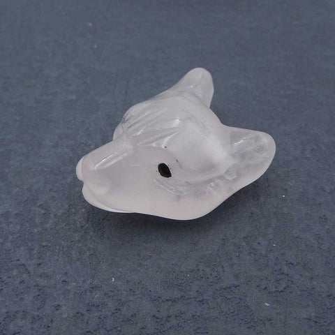 Natural Rose Quartz Carved leopard head Pendant Bead 26x20x14mm, 9.1g