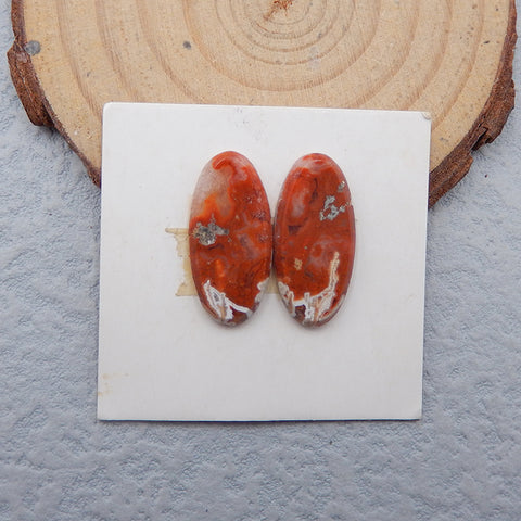 Natural Crazy Lace Agate Cabochons Paired 21x10x3mm, 2.4g