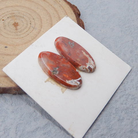 Natural Crazy Lace Agate Cabochons Paired 21x10x3mm, 2.4g