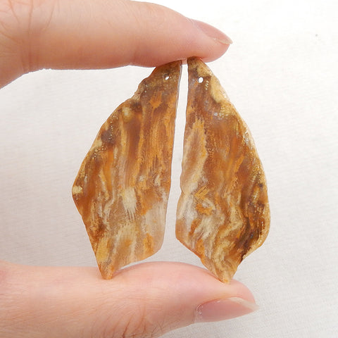 Nugget Perle de boucle d'oreille en corail fossile indonésien, 50 x 21 x 3 mm, 7 g